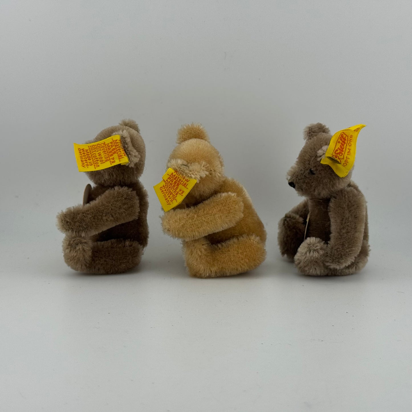 Sheiff  Original Teddy 4" Vintage Jointed Mohair Teddy Bear 0202/10 Lot of 3