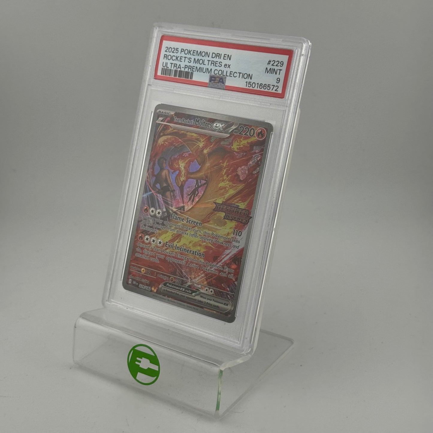 Pokémon TCG Destined Rivals Team Rockets Moltres EX #229 Holo English PSA 9