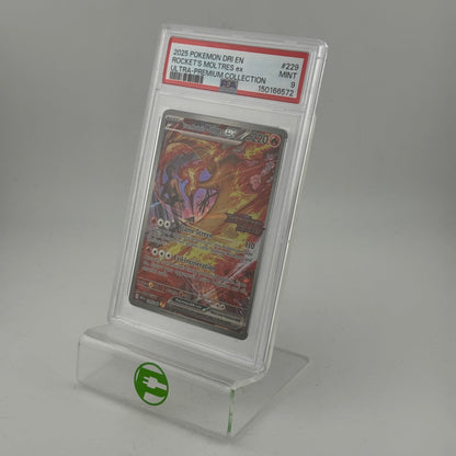Pokémon TCG Destined Rivals Team Rockets Moltres EX #229 Holo English PSA 9