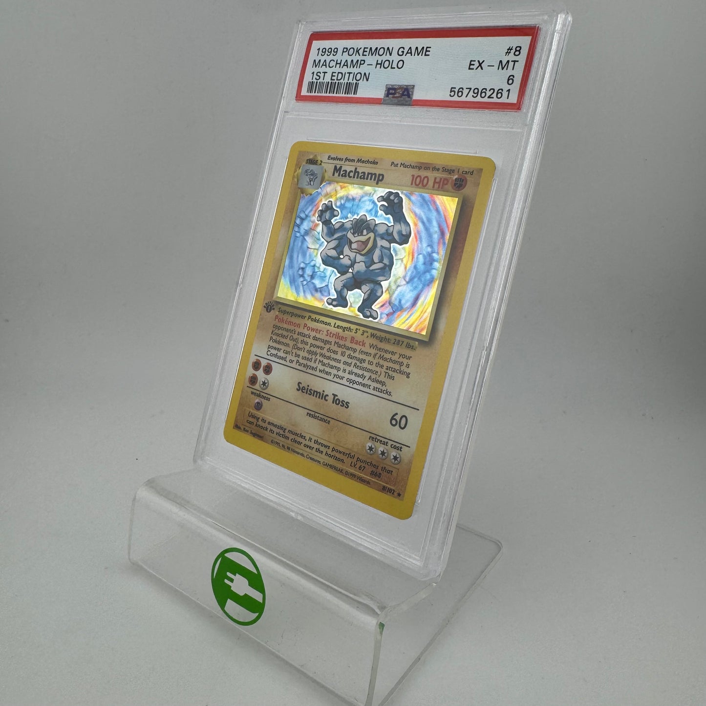 Pokémon TCG Base Set Machamp #8 Holo English PSA 6 EX MT