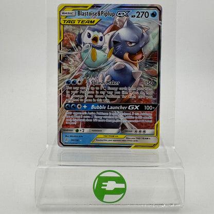 Pokémon TCG Cosmic Eclipse Blastoise & Piplup GX #38 Holo English NM