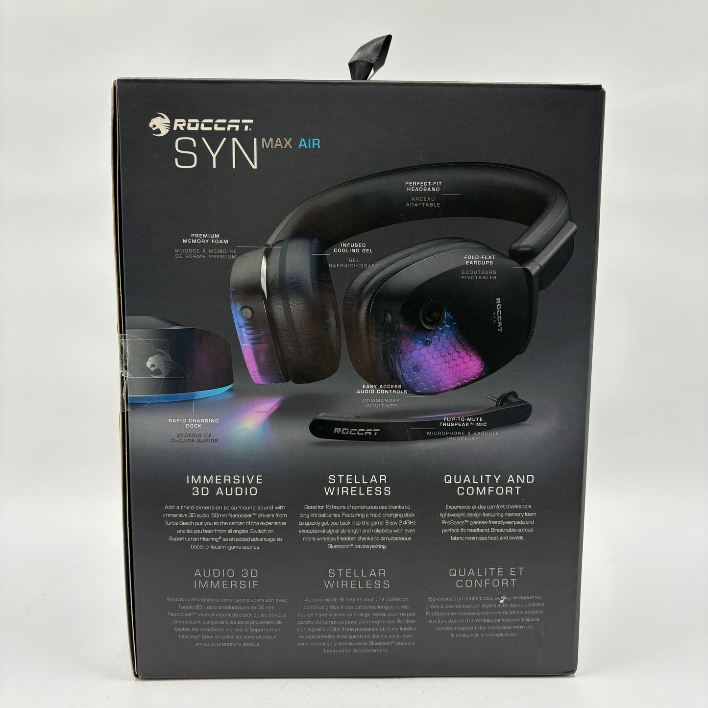 New Roccat SYN Max Air Black Wireless Gaming Headset Multi-Platform with Dock