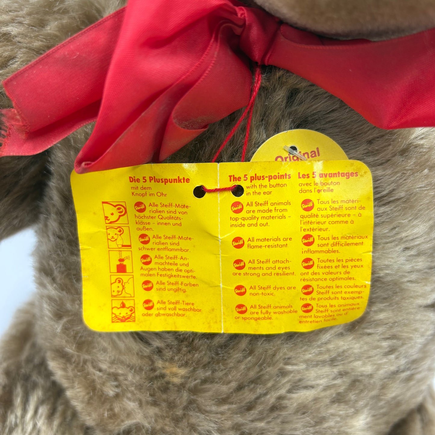 Steiff Original Teddy 20" Vintage Jointed Mohair Teddy Bear 0202/51 with Tags