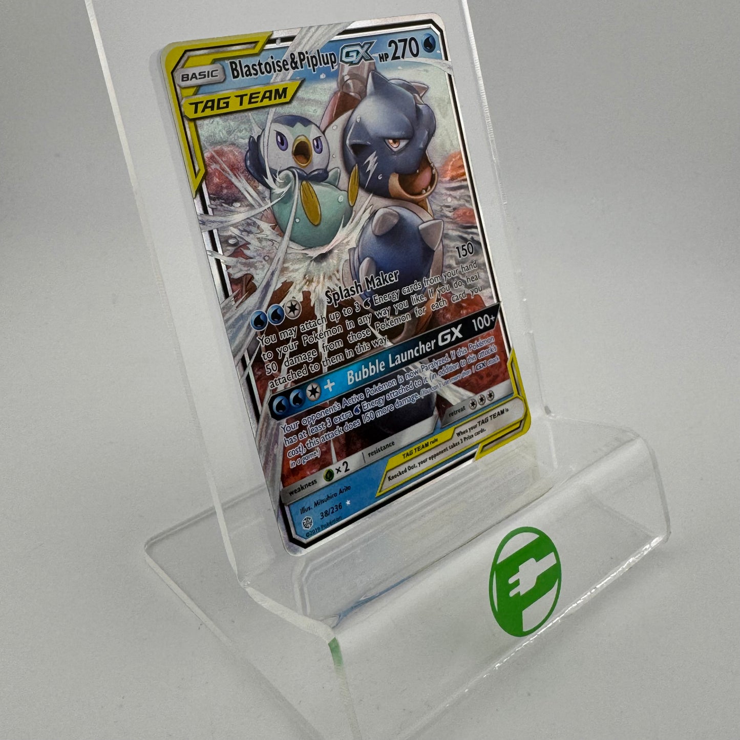 Pokémon TCG Cosmic Eclipse Blastoise & Piplup GX #38 Holo English NM