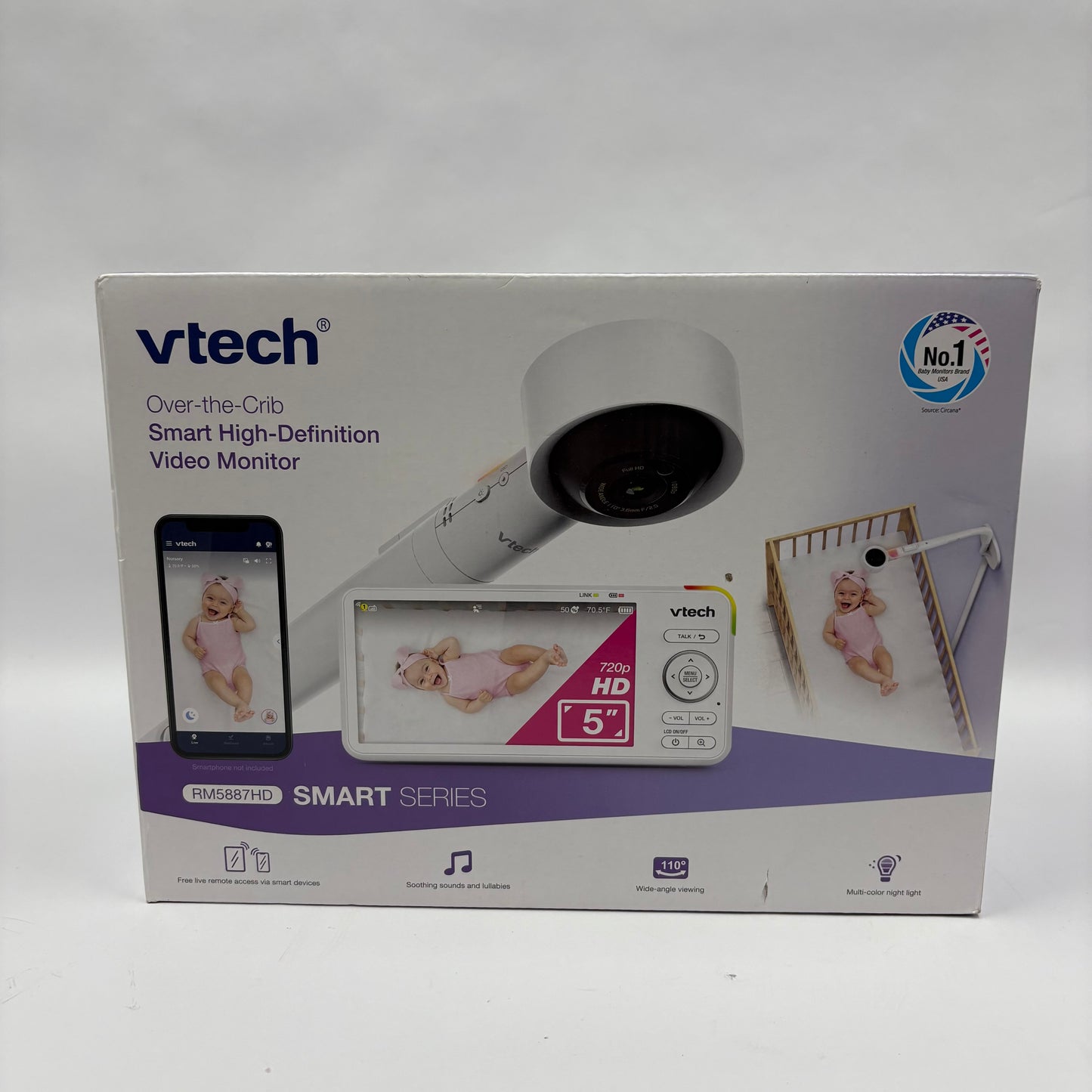 New Vtech Over-the-Crib Smart Baby Video Monitor RM5887HD