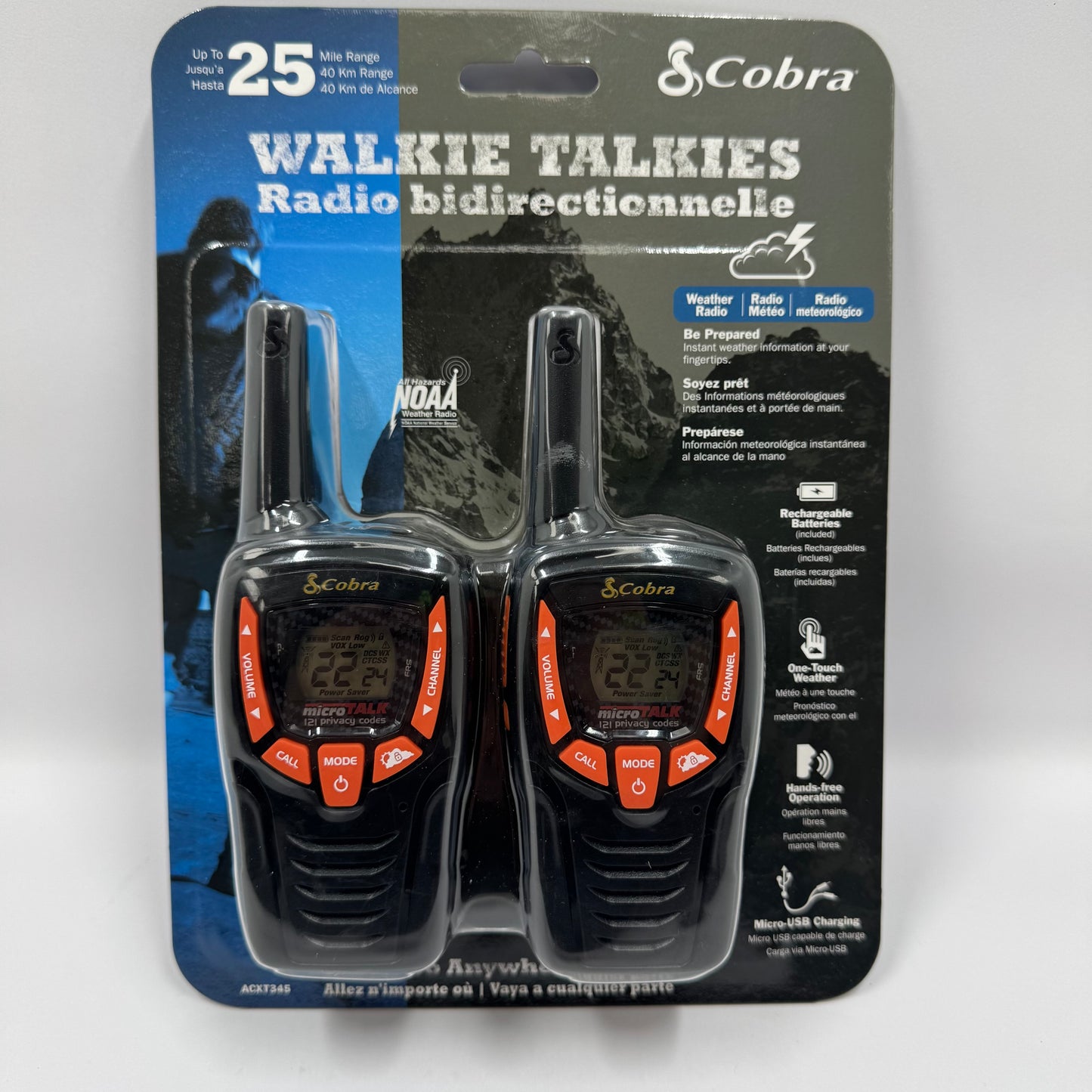 New Cobra Walkie Talkies Radio Bidirectional 2 Way Radio Walkie Talkie ACXT345