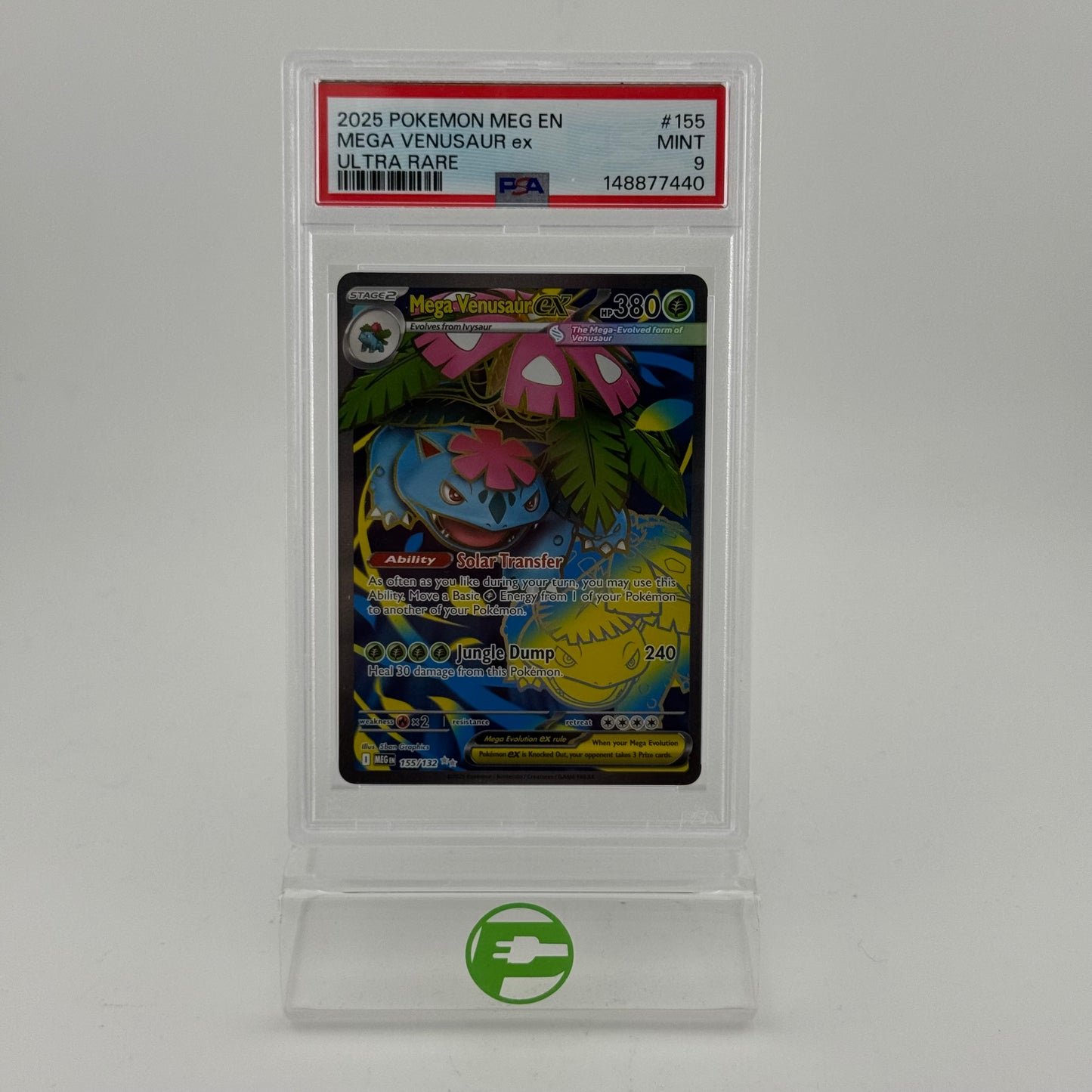 Pokémon TCG Mega Evolution Mega Venusaur EX #155 Holo Textured English PSA 9