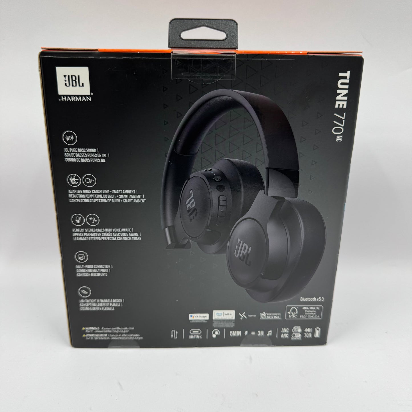 New JBL Tune 770NC Wireless Over-Ear Bluetooth Headphones Black