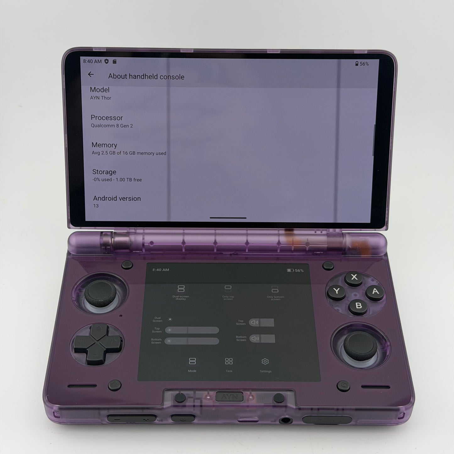 Ayn Thor 6" Qualcomm Snapdragon 8 Gen 2 16GB RAM 1TB Clear Purple