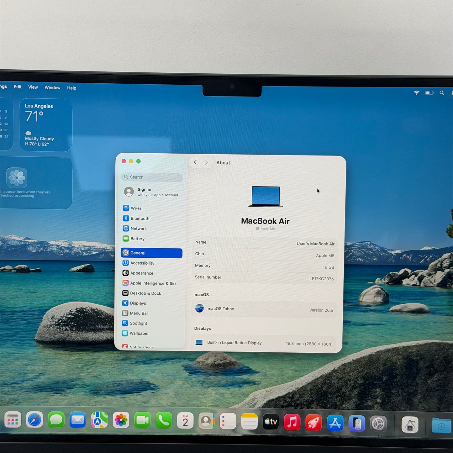 2026 Apple MacBook Air 15" M5 8C GPU 4.6GHz 16GB RAM 512GB SSD MDVH4LL/A