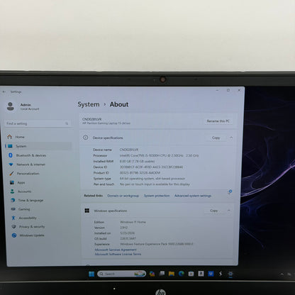 HP Pavilion Gaming 15-DK1035NR 15.6" i5-10300H 2.5GHz 8GB RAM 256GB SSD GTX 1050