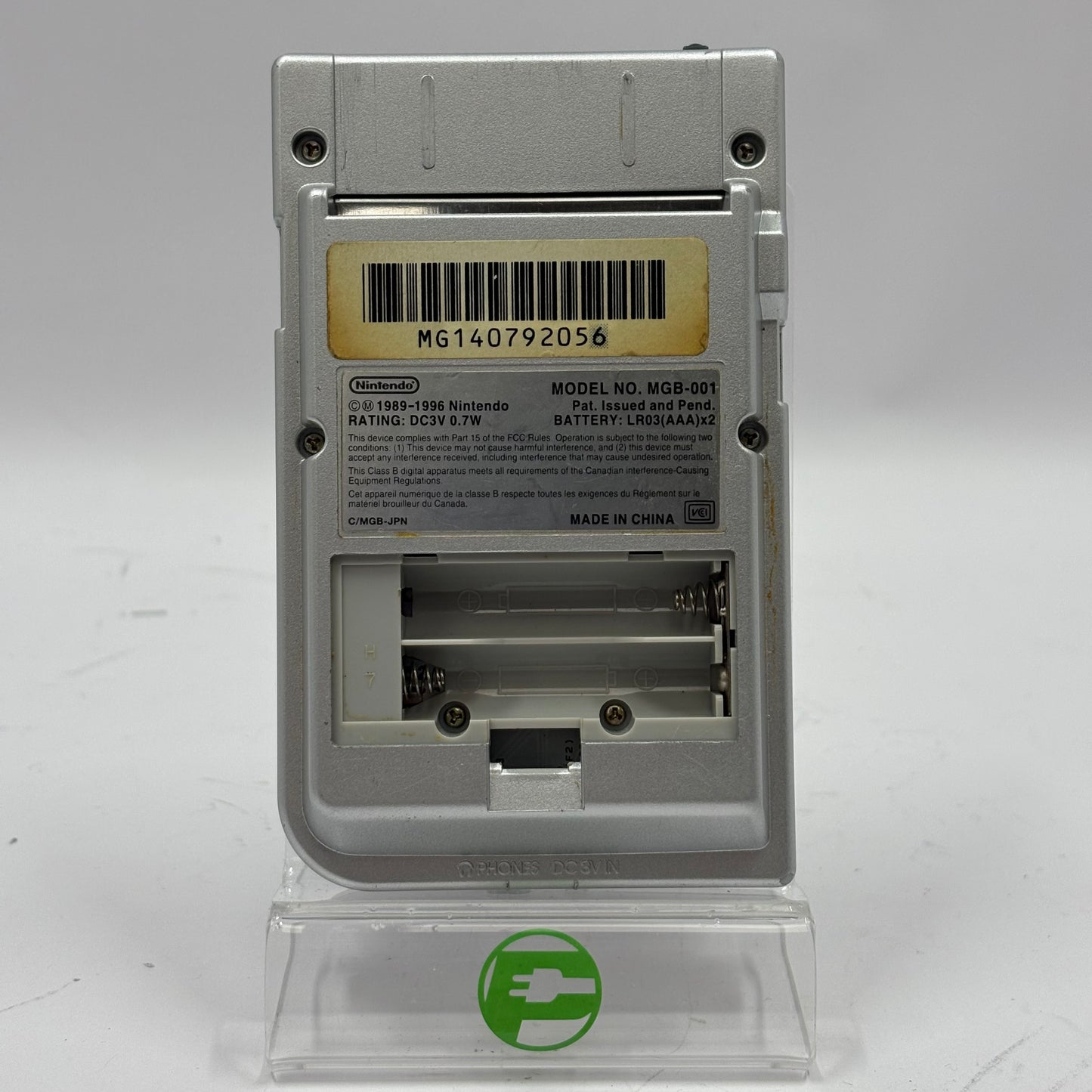 Nintendo GameBoy Pocket Handheld Game Console MGB-001 Silver No Battery Door