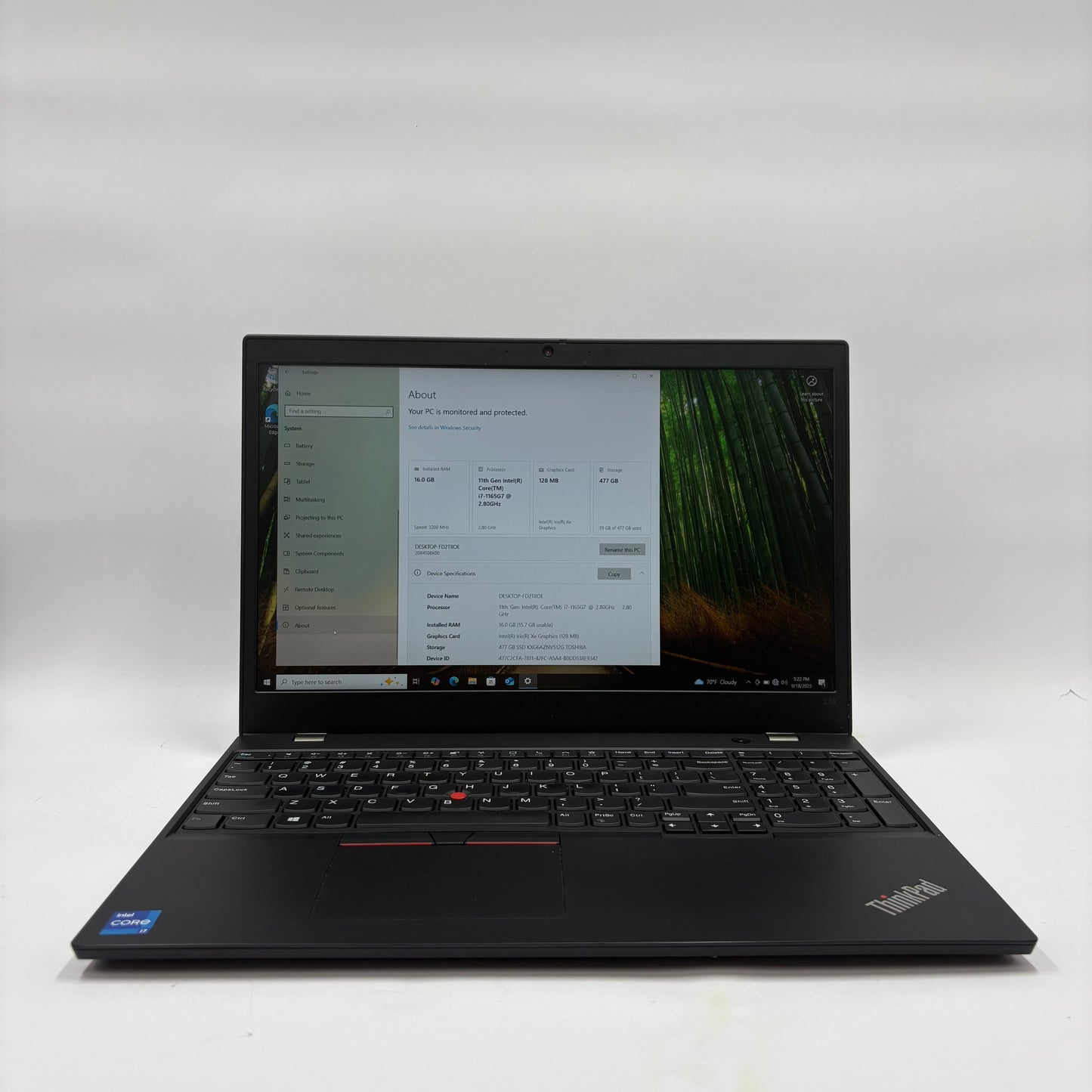 Lenovo ThinkPad L15 GEN 2 15.6" i7-1165G7 2.8GHz 16GB RAM 512GB SSD Read