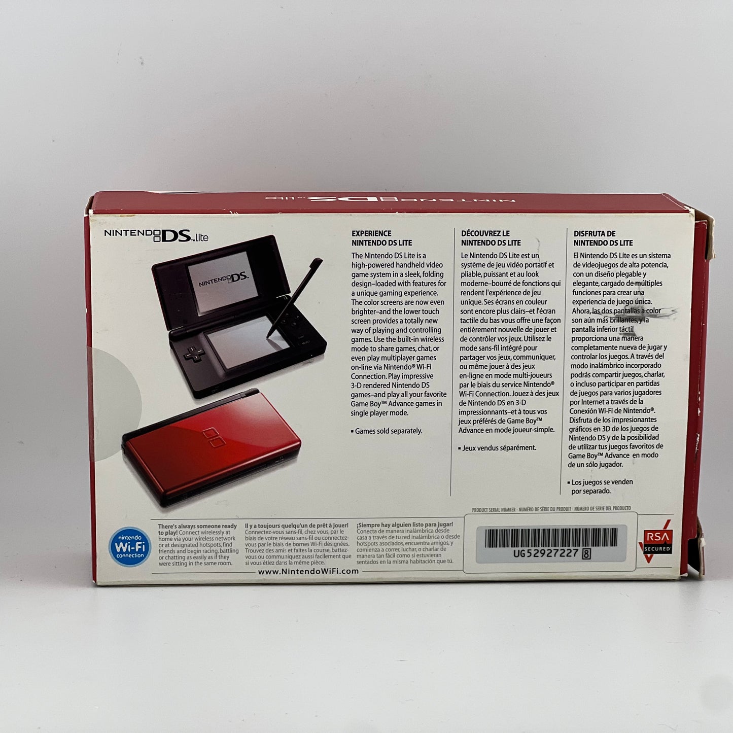 Nintendo DS Lite Handheld Game Console USG-001 Red Crimson & Black