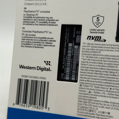 New Western Digital WD Black SN850P 1TB 2280mm M.2 NVMe Gen 4 SSD WDBBYV0010BNC