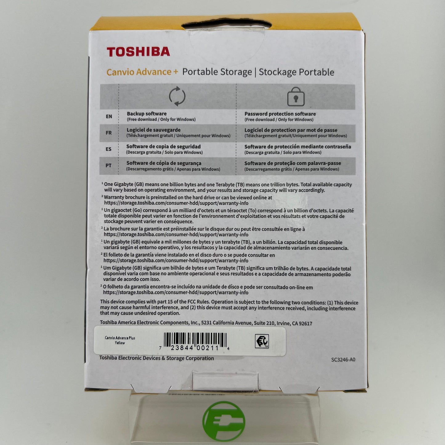 New Toshiba Portable Canvio Advance+ 2TB External HDD HDTCA20XWCAB Yellow