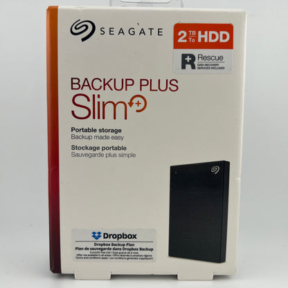 New Seagate Portable Backup Plus Slim 2TB External HDD SRD0VN2