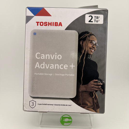 New Toshiba Portable Canvio Advance+ 2TB External HDD HDTCA20XWCAB White