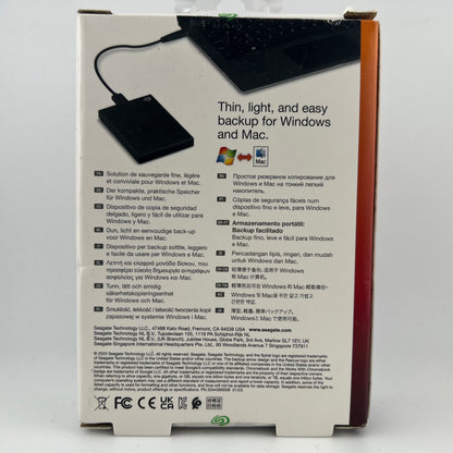 New Seagate Portable Backup Plus Slim 2TB External HDD SRD0VN2