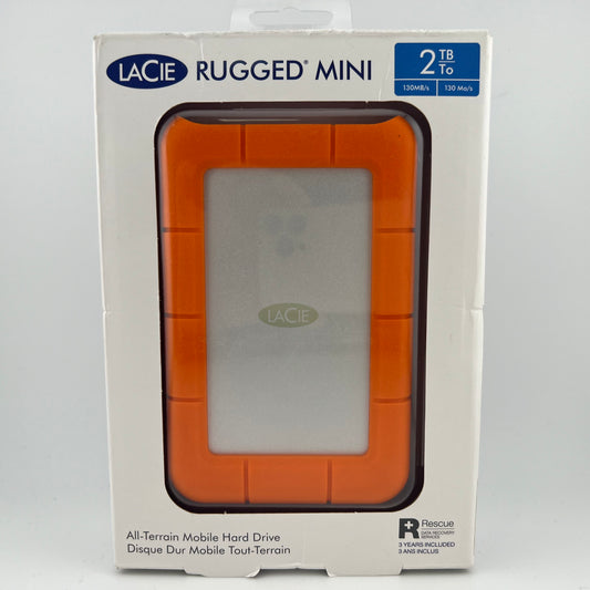 New LaCie Portable Rugged Mini 2TB External External Hard Drive LAC9000298
