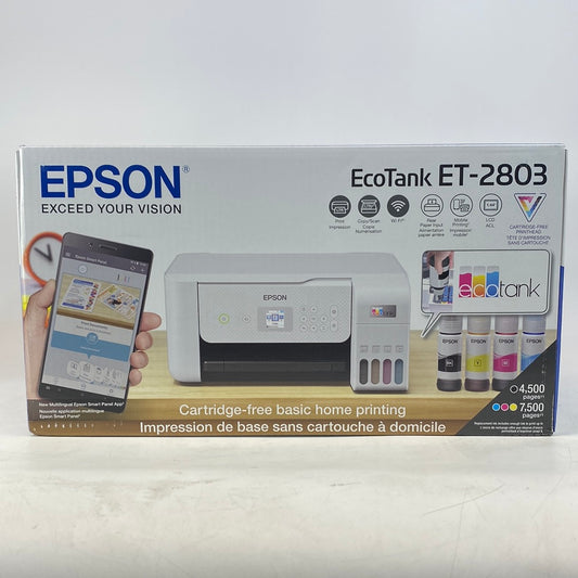 New Epson EcoTank All-in-One Wireless Printer ET-2803