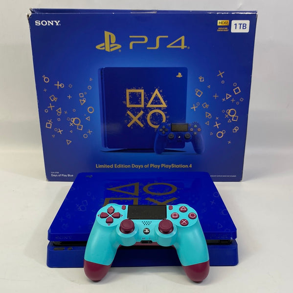 Sony PlayStation 4 PS4 Slim Days of Play Edition 1TB Blue Gaming Console CUH-2115B
