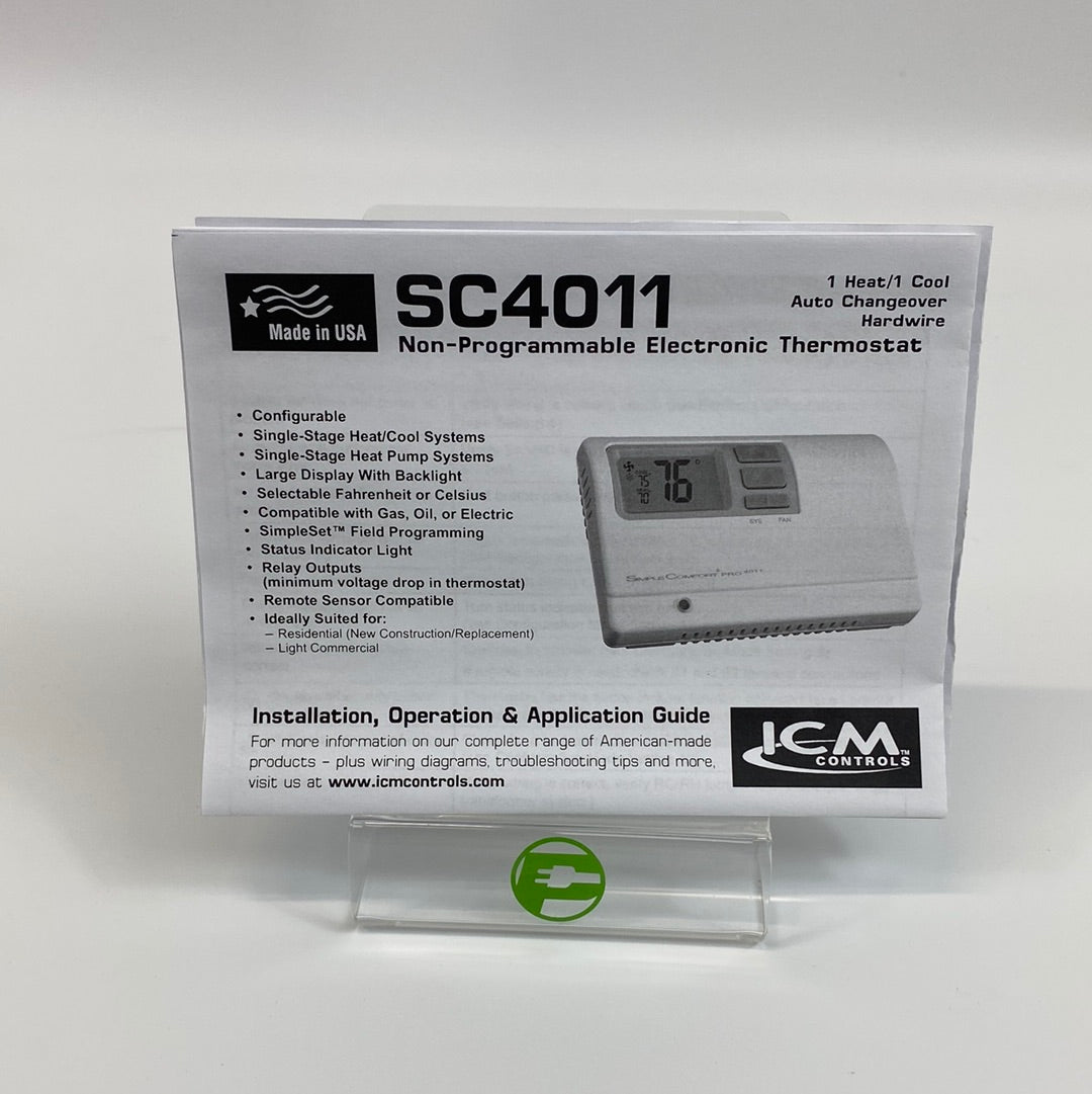 New! ICM Controls SimpleComfort Pro Single Stage Thermostat SC4011