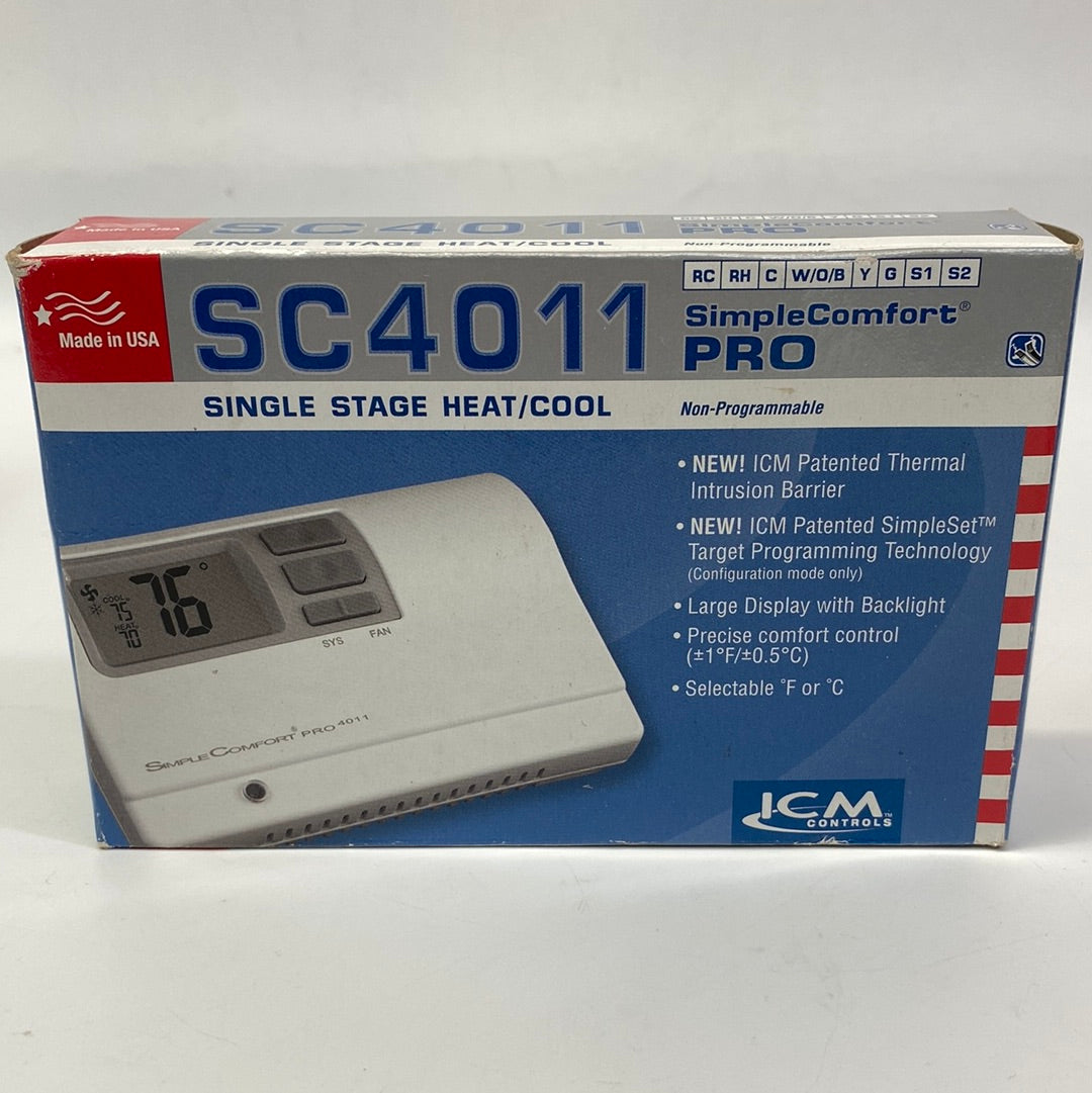 New! ICM Controls SimpleComfort Pro Single Stage Thermostat SC4011